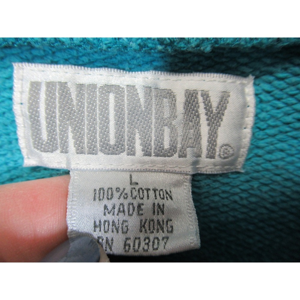 Vintage 80s 90s Unionbay Embroidered Sweatshirt Men Large Blue Mockneck - Picture 3 of 7